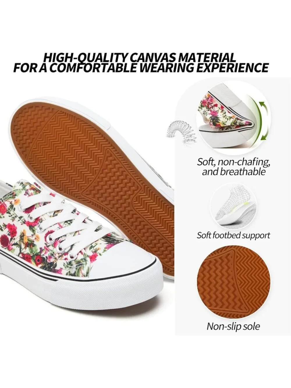 Women's Flower Lightweight Low Top Lace Up Casual Fashion Walking Sneakers
